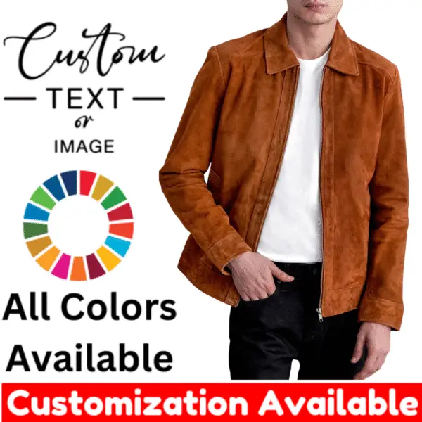 Inferno Brown Suede Leather Jacket - All Sizes Available - Add any Text, Logo, Numbers - Free Customization