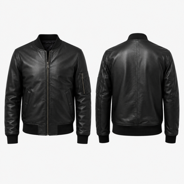 Classic Unisex Leather Bomber Jacket for Men, Women, and Kids