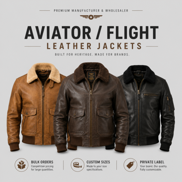 download (10) Custom Flight Leather Jackets with Logo, Patches, and Branding