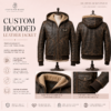 download (10) Genuine Leather Hooded Jackets with Logo, Text, and Custom Colors