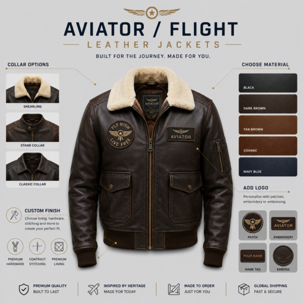 download (11) Aviator / Flight Leather Jackets Made with Genuine Sheepskin Leather