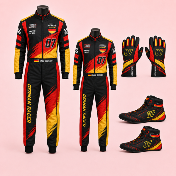 download (14) Custom Germany Theme Racing-Inspired Jumpsuit Set with Gloves and Shoes