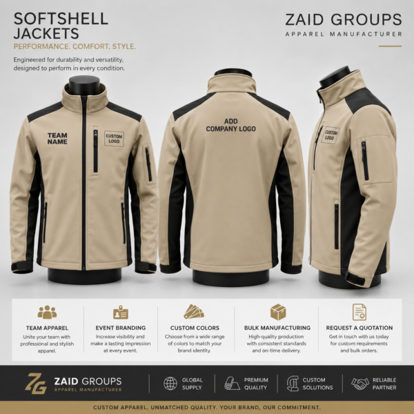 Custom Branded Softshell Jackets for Promotional Apparel and Workwear