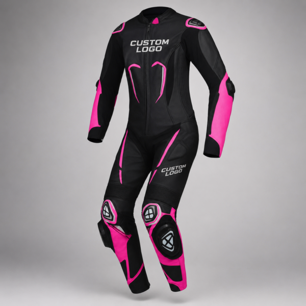 Custom Rider-Style Leather Suits with Elbow, Shoulder, Back, and Knee Support Areas