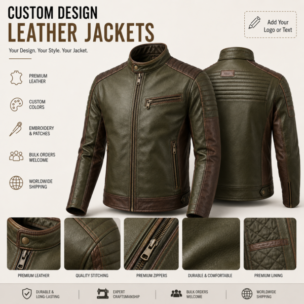 download (16) Custom Leather Jackets with Logo, Text, Embroidery, and Patches