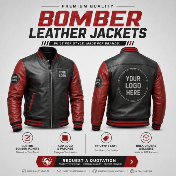download (20) Custom Bomber Leather Jackets for Brands and Private Labels