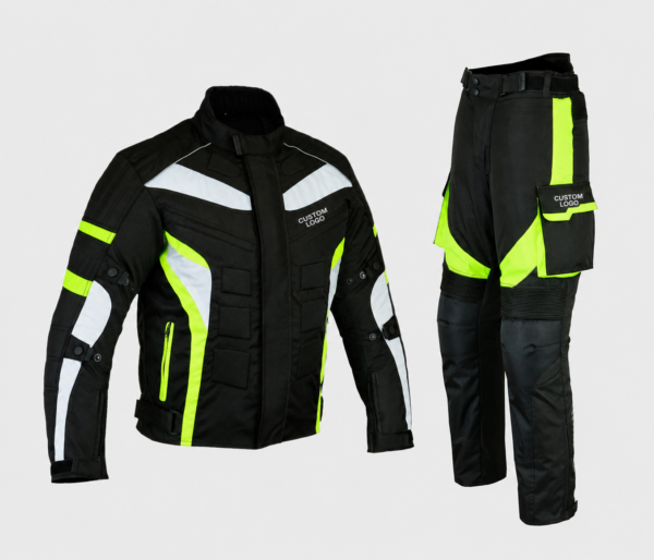 Custom Rider-Style Cordura Suits with Elbow, Shoulder, Back, and Knee Support Areas
