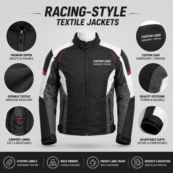 Custom Racing-Style Textile Jackets for Brands, Teams, and Events