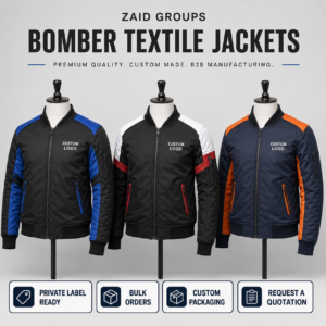 Bomber Textile Jackets with Logo, Patches, and Custom Branding