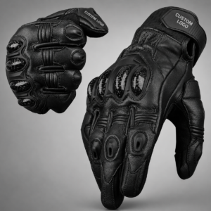 Custom Rider-Style Leather Gloves with Knuckle, Palm, and Wrist Support Areas