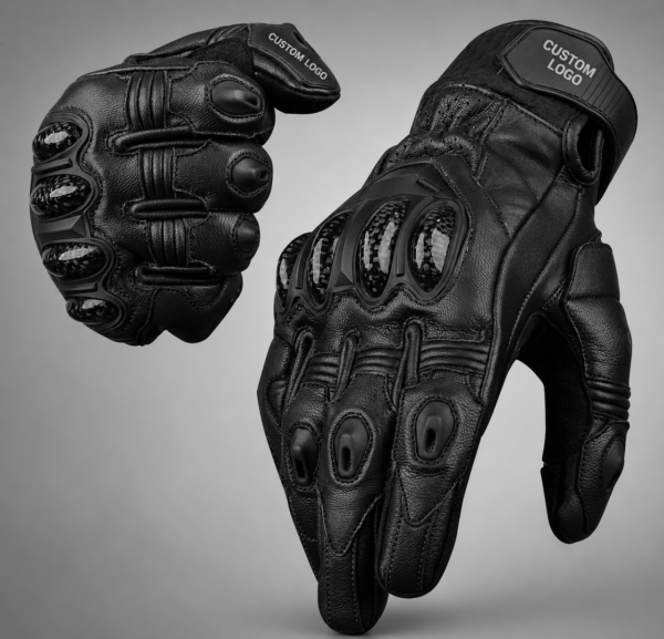 Custom Rider-Style Leather Gloves with Knuckle, Palm, and Wrist Support Areas
