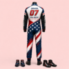 download (31) Custom USA Theme Racing-Inspired Jumpsuit Set with Gloves and Shoes