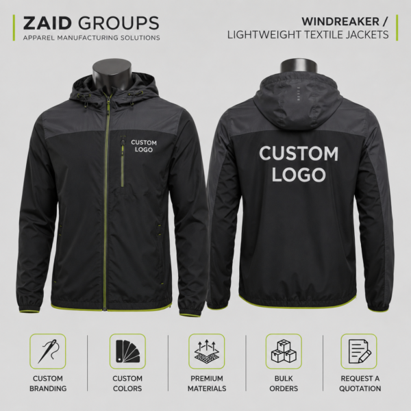 Custom Windbreaker and Lightweight Jackets for Brands and Events