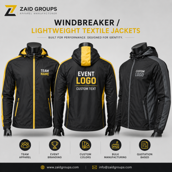 B2B Windbreaker Jacket Manufacturing for Bulk Custom Orders
