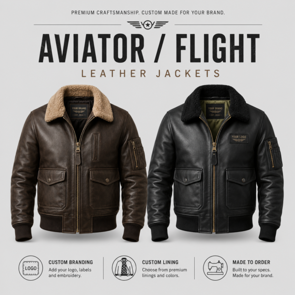 download (7) Premium Pilot-Style Leather Jackets for Brand Collections