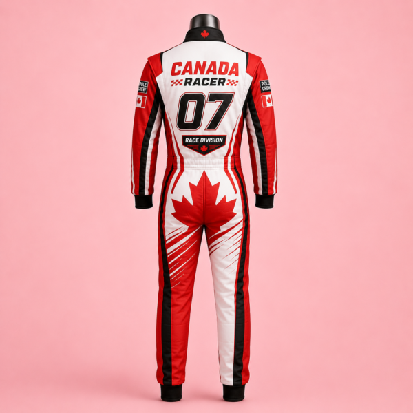 gfcd Custom Canada Theme Racing-Inspired Jumpsuit Set with Gloves and Shoes