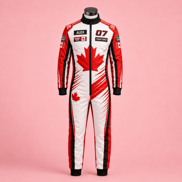 tre Custom Canada Theme Racing-Inspired Jumpsuit Set with Gloves and Shoes
